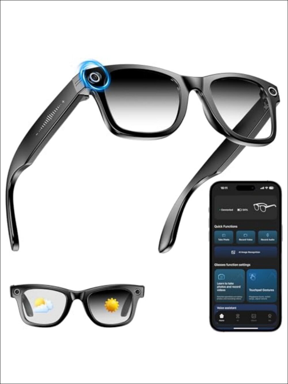 AI Smart Camera Glasses 4K Photography 1080P HD Video Recording Real-Time